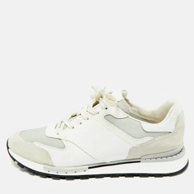 Pre-owned Berluti Tricolor Suede And Leather Run Track Lace Up Sneakers Size 42 In White