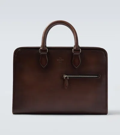 Berluti Un Jour皮革公文包 In Brown