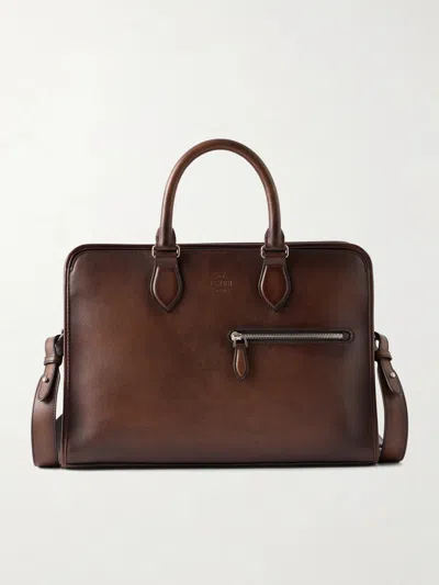 Berluti Un Jour Leather Briefcase In Brown