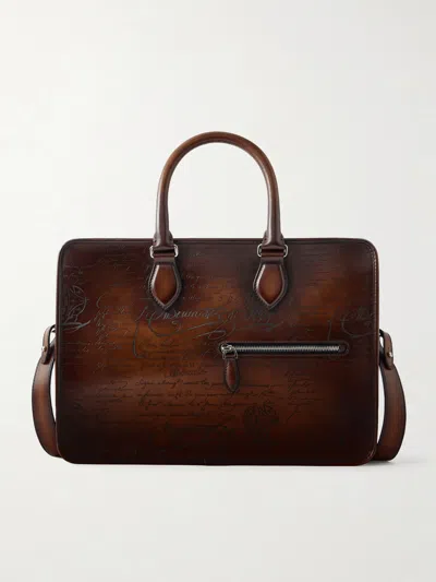 Berluti Un Jour Mini Venezia Leather Briefcase In Brown