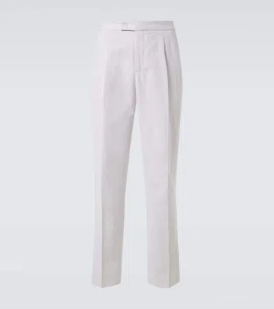 Berluti 棉质亚麻直筒裤 In White Canvas