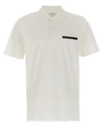 BERLUTI WHITE LEATHER TAB POLO SHIRT