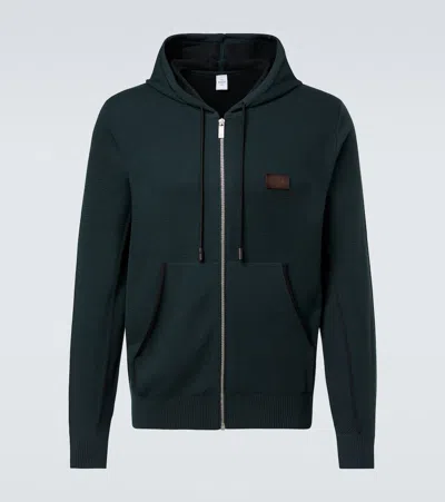 Berluti Wool And Silk Zip-up Hoodie In Green