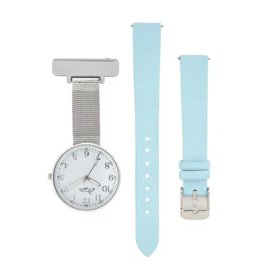 Bermuda Watch Company Annie Apple Empress Interchangeable Blue Leather, Silver Mesh Wrist To Nurse Watch Ladies