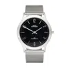 Bermuda Watch Company Hugo Schwarze Theodore Silver Grey & Black Slim Interchangeable Mens Watch In Multi