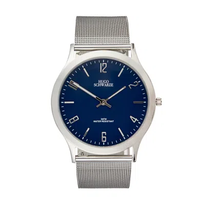 Bermuda Watch Company Hugo Schwarze Theodore Silver Navy Blue & Black Slim Interchangeable Mens Watch In Metallic