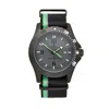 Bermuda Watch Company Men's Bermuda Watch Co Stovel Bay Black & Green Nylon Gtls Watch In Green