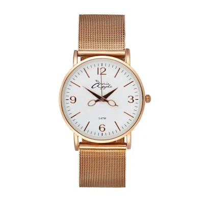 Bermuda Watch Company Women's Alore White/rose Gold Mesh Hairdresser Scissor Hands Wrist Watch