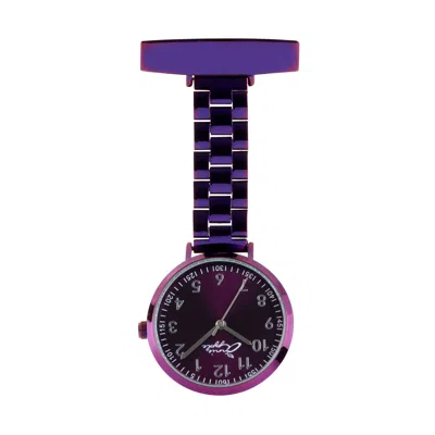 Bermuda Watch Company Women's Annie Apple - Meraki Silver Purple Link Nurse Fob Watch In Pink