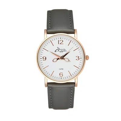 Bermuda Watch Company Women's Annie Apple Alore Rose Gold/white/grey Leather Hairdresser Scissor Hands Watch In Gray