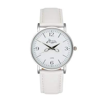 Bermuda Watch Company Women's Annie Apple Alore Silver/white Leather Hairdresser Scissor Hands Watch