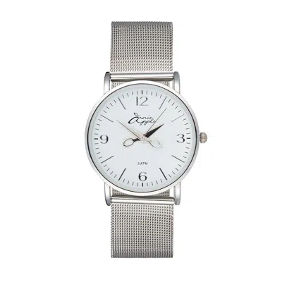 Bermuda Watch Company Women's Annie Apple Alore White/silver Mesh Strap Hairdresser Scissor Hands Wrist Watch