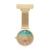 Bermuda Watch Company Women's Annie Apple Aurora Rainbow Glitter Gold Mesh Nurse Fob Watch In Gold