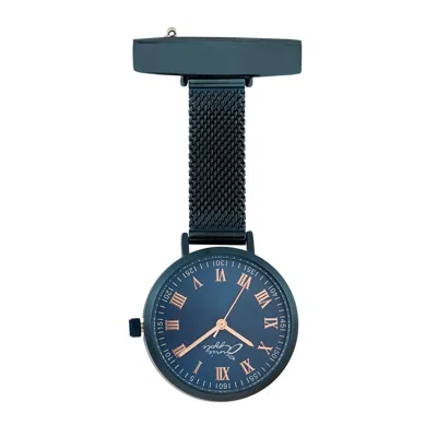 Bermuda Watch Company Women's Annie Apple Blue Meraki Rose Gold Blue Mesh Nurse Fob Watch