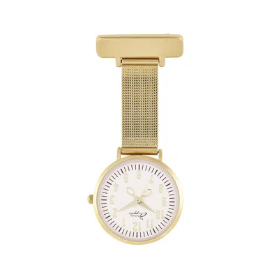 Bermuda Watch Company Women's Annie Apple Blush Pink & Gold Mesh Nurse Fob Watch