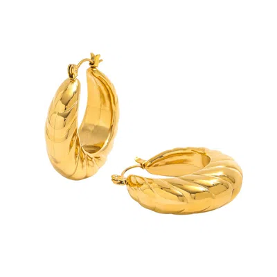 Bermuda Watch Company Women's Annie Apple Brioni Croissant Chunky Gold Hoop Earrings