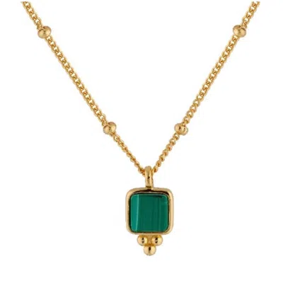 Bermuda Watch Company Women's Annie Apple Dulcie Sterling Silver, Gold Vermeil, Green Malachite Pendant Beaded Necklace