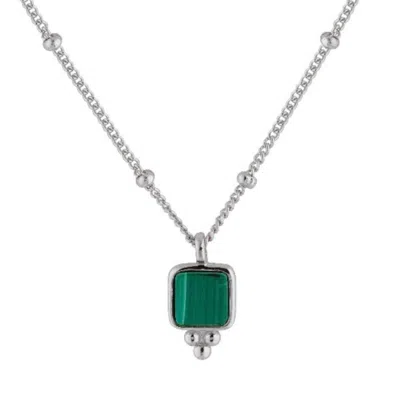 Bermuda Watch Company Women's Annie Apple Dulcie Sterling Silver, Green Natural Malachite Pendant Beaded Necklace
