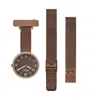 Bermuda Watch Company Women's Annie Apple Empress Interchangeable Brown Mesh Wrist To Nurse Watch In Brown