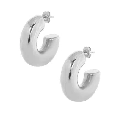 Bermuda Watch Company Women's Annie Apple Estelle Silver Stainless Steel Chubby Hoop Earrings