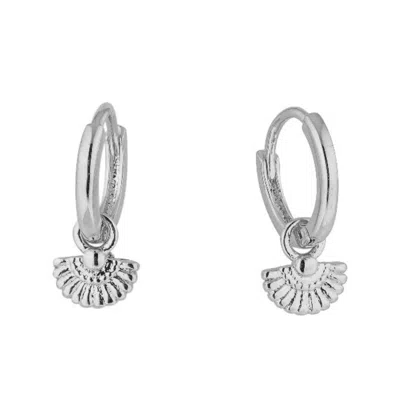 Bermuda Watch Company Women's Annie Apple Iris Fan Charm, Sterling Silver, Huggie Hoop Earrings