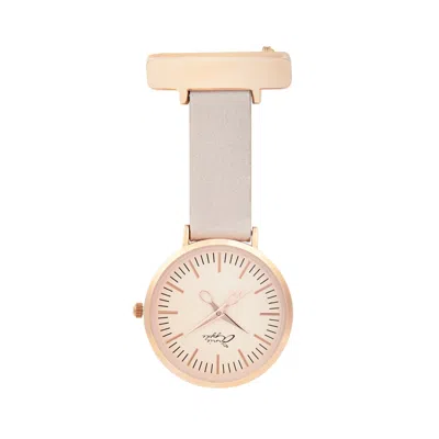 Bermuda Watch Company Women's Annie Apple Ivory/rose Gold/grey Leather Nurse Fob Watch