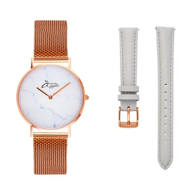 Bermuda Watch Company Women's Annie Apple Jumeriah Marble/rose Gold/grey Interchangeable In Multi