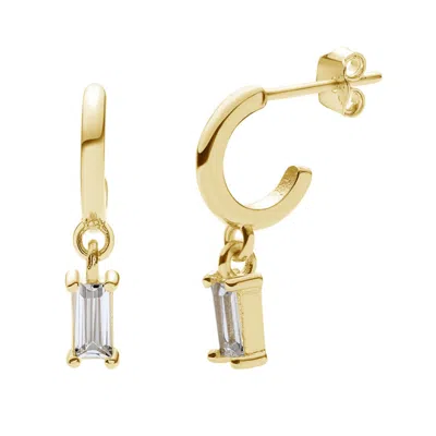 Bermuda Watch Company Women's Annie Apple Kaia Sterling Silver, Gold Vermeil Baguette Charm Hoop Earring