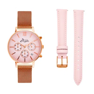Bermuda Watch Company Women's Annie Apple Marseille Seashell Rose Gold & Pink Multifunctional Interchangeable