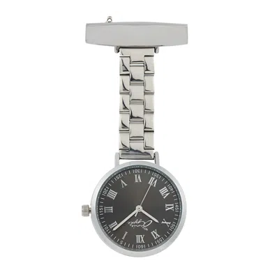 Bermuda Watch Company Women's Annie Apple Meraki Gunmetal Silver Link Nurse Fob Watch