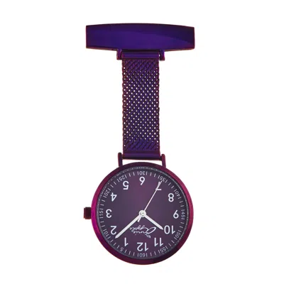 Bermuda Watch Company Women's Annie Apple Meraki Silver & Purple Mesh Nurse Fob Watch In Multi
