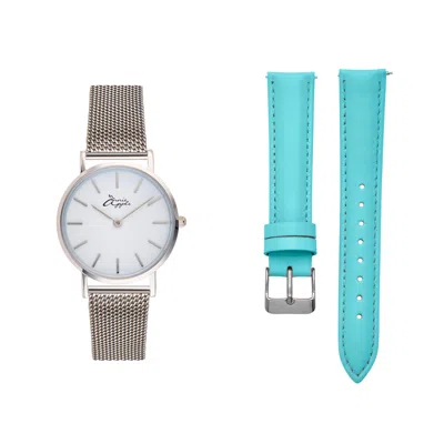 Bermuda Watch Company Women's Annie Apple Metanoia Silver Blue Petite Interchangeable Watch In Multi