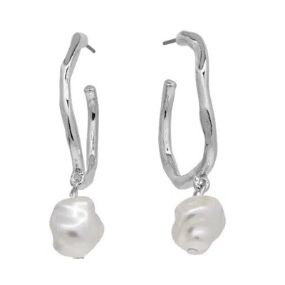 Bermuda Watch Company Women's Annie Apple Odette Sterling Silver, Molten Pearl Charm Hoop Earrings