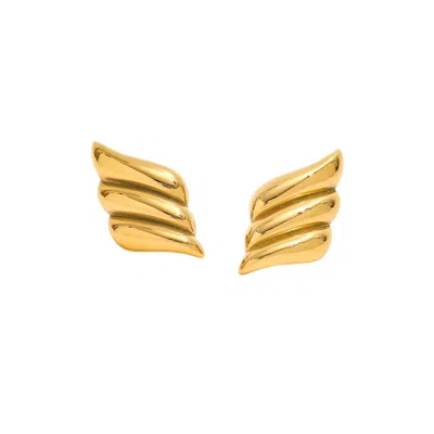 Bermuda Watch Company Women's Annie Apple Orelia Oversized Ridge Gold Studs