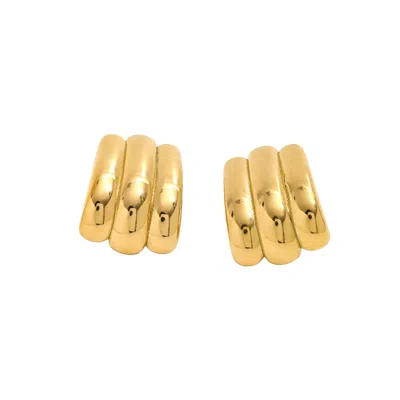 Bermuda Watch Company Women's Annie Apple Phoebe Ribbed Oversized Gold Studs
