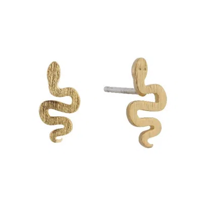 Bermuda Watch Company Women's Annie Apple Rio Sterling Silver, Gold Vermeil Snake Brushed Gold Stud Earrings