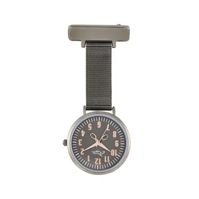 Bermuda Watch Company Women's Annie Apple Rose Gold & Gunmetal Grey Mesh Nurse Fob Watch In Gray