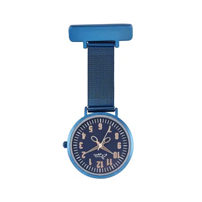 Bermuda Watch Company Women's Annie Apple Rose Gold/blue Mesh Nurse Fob Watch