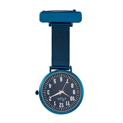 Bermuda Watch Company Women's Annie Apple Silver Blue Mesh Nurse Fob Watch