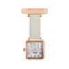 Bermuda Watch Company Women's Annie Apple Square Rose Gold & Marble Grey Leather Nurse Fob Watch In Gray