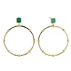 Bermuda Watch Company Women's Annie Apple Sterling Silver, Gold Vermeil, Green Malachite Stud, Gold Bobble Large Hoop Earr In Multi