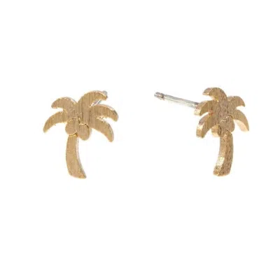 Bermuda Watch Company Women's Annie Apple Sterling Silver, Gold Vermeil, Plam Tree Stud Earrings