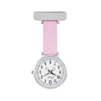 Bermuda Watch Company Women's Annie Apple White Silver & Pink Leather Nurse Fob Watch