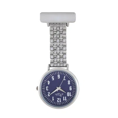 Bermuda Watch Company Women's Blue Annie Apple Navy/silver Chain Link Nurse Fob Watch In Multi