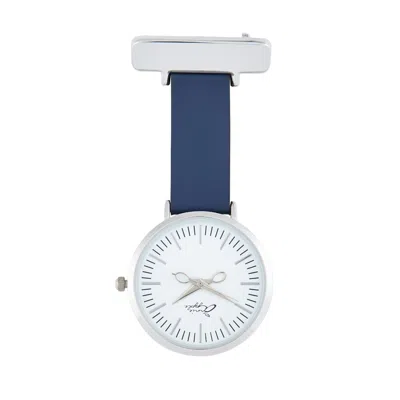 Bermuda Watch Company Women's Blue Annie Apple White/silver/navy Leather Fob Nurse Watch