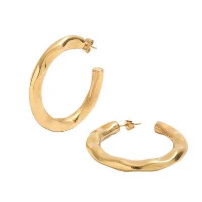 Bermuda Watch Company Women's Gold Annie Apple Olive Wave Large Hoop Earrings