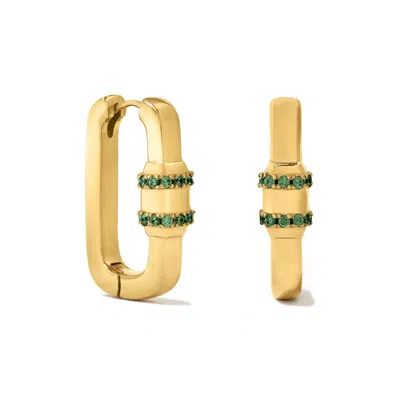 Bermuda Watch Company Women's Gold / Green Maivelle Rowan Carabiner Huggie Earrings Gold Green In Gold/green