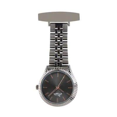 Bermuda Watch Company Women's Grey Annie Apple Callista Rose Gold/gunmetal Link Nurse Fob Watch In Gray