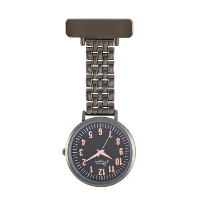 Bermuda Watch Company Women's Grey Annie Apple Rose Gold Gunmetal Link Bracelet Nurse Fob Watch In Gray