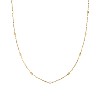 Bermuda Watch Company Women's Nora Gold Beaded Pearl Necklace Stainless Steel